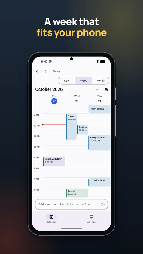 Store screenshot: a 3-day week on a phone